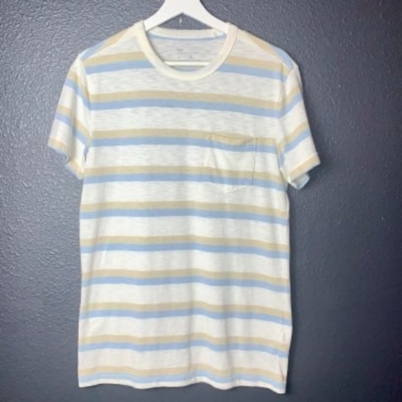 GAP Men's Tan  Stripe Scoop Neck Tee Size Small - Picture 1 of 4